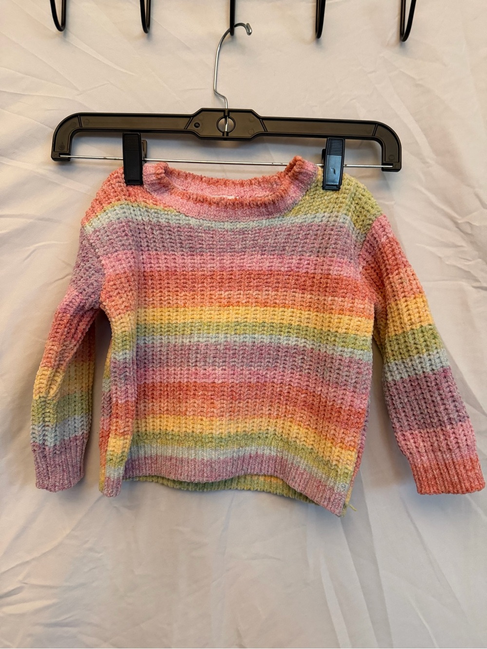 18M Infants Chenille Striped Pastel Knit Sweater - Pink/Yellow